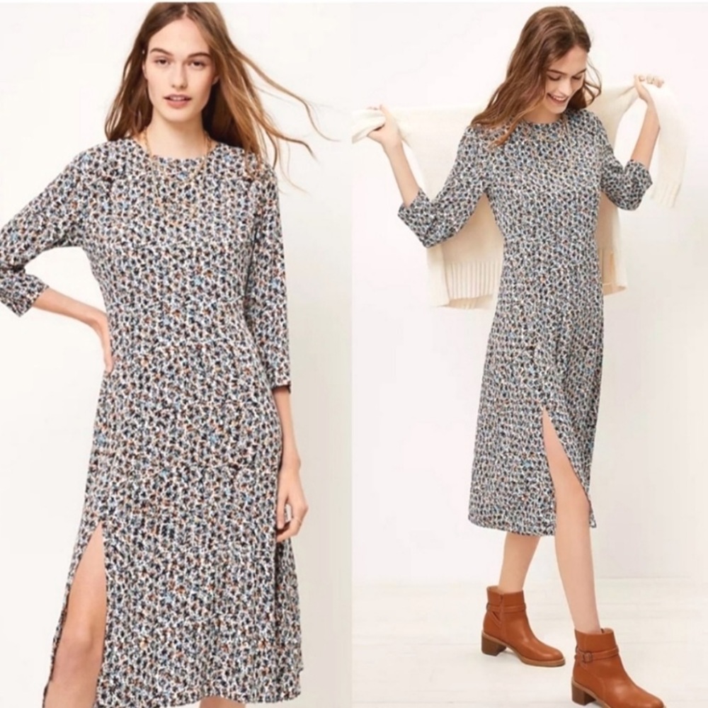 Loft midi dress 3/4 sleeves
